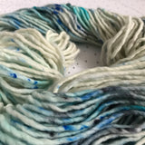 Crew | Super Bulky Merino Aqua Blue Turquoise White Pastel Speckled Semi Solid Tonal Single 1-ply wool nylon / Indie Hand Dyed Ready to Ship