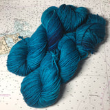 Boston Harbour | Worsted Merino Teal Blue Grey Earth Deep Semi Solid Tonal Superwash Wool / Indie Hand Dyed Ready to Ship
