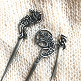 Celtic Knot Shawl Stick or Pin | White Brass & Rosewood
