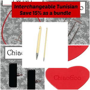15% Discount Bundle Interchangeable Tunisian Crochet Hook Tips \\ tips, cables, tightening keys & end stoppers